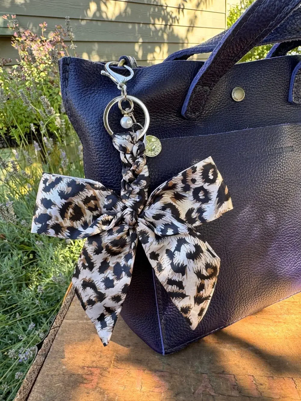 Fabric Satin Brown Black Animal Print Bow Bag Charm Leopard Print Purse Charm